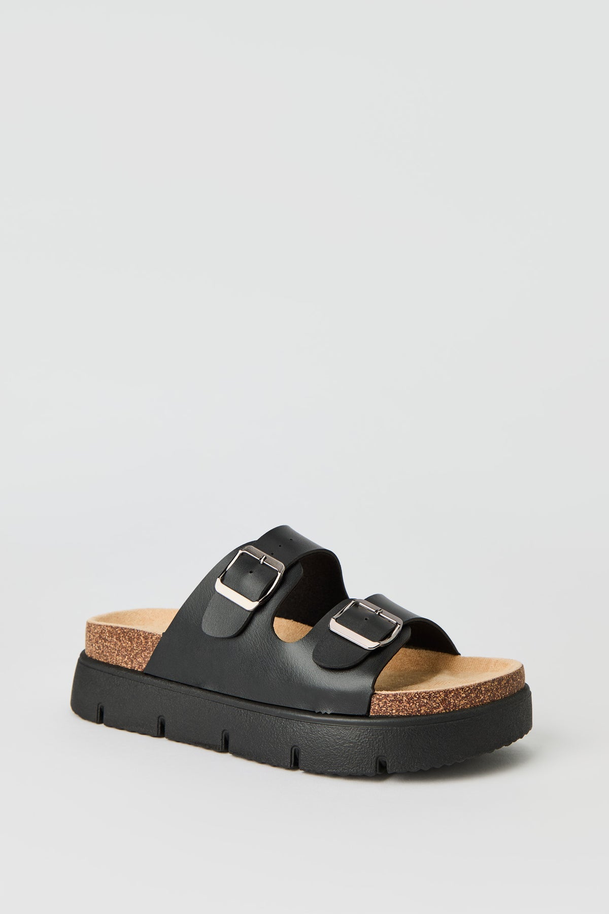 Alt View 2. Buckled Chunky Sandal - Black