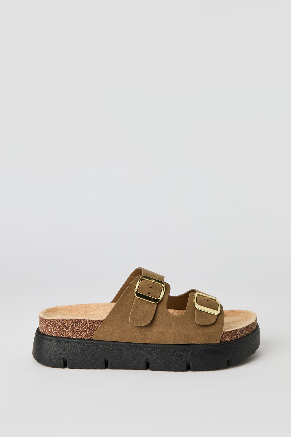 Buckled Chunky Sandal - Brown