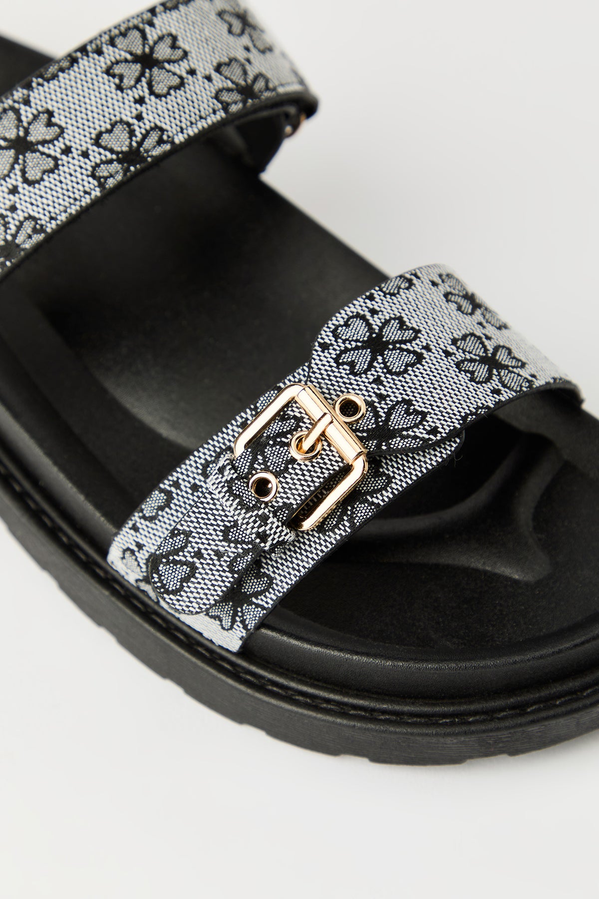 Alt View 3. Printed Velcro Sandal - Black