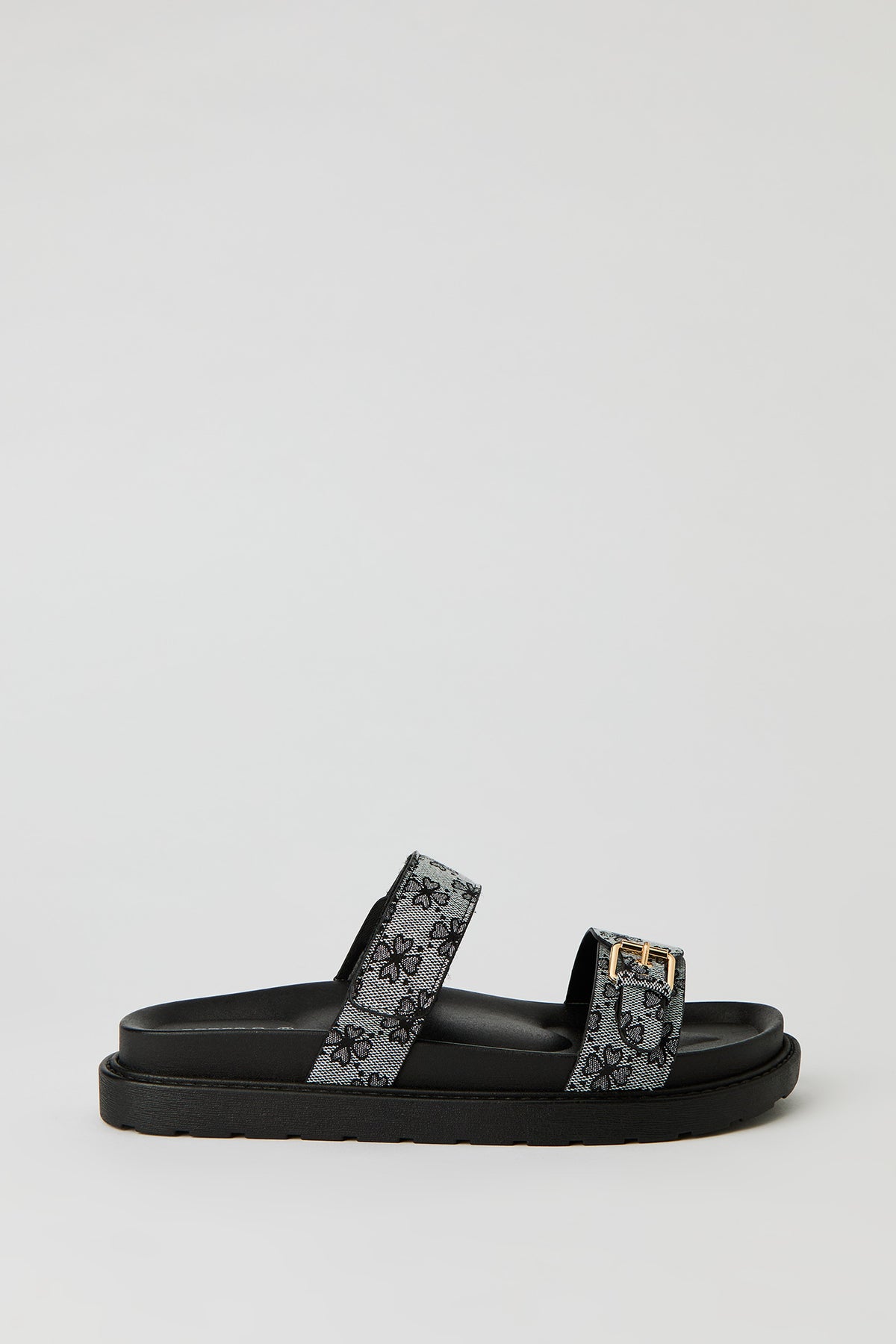 Printed Velcro Sandal - Black