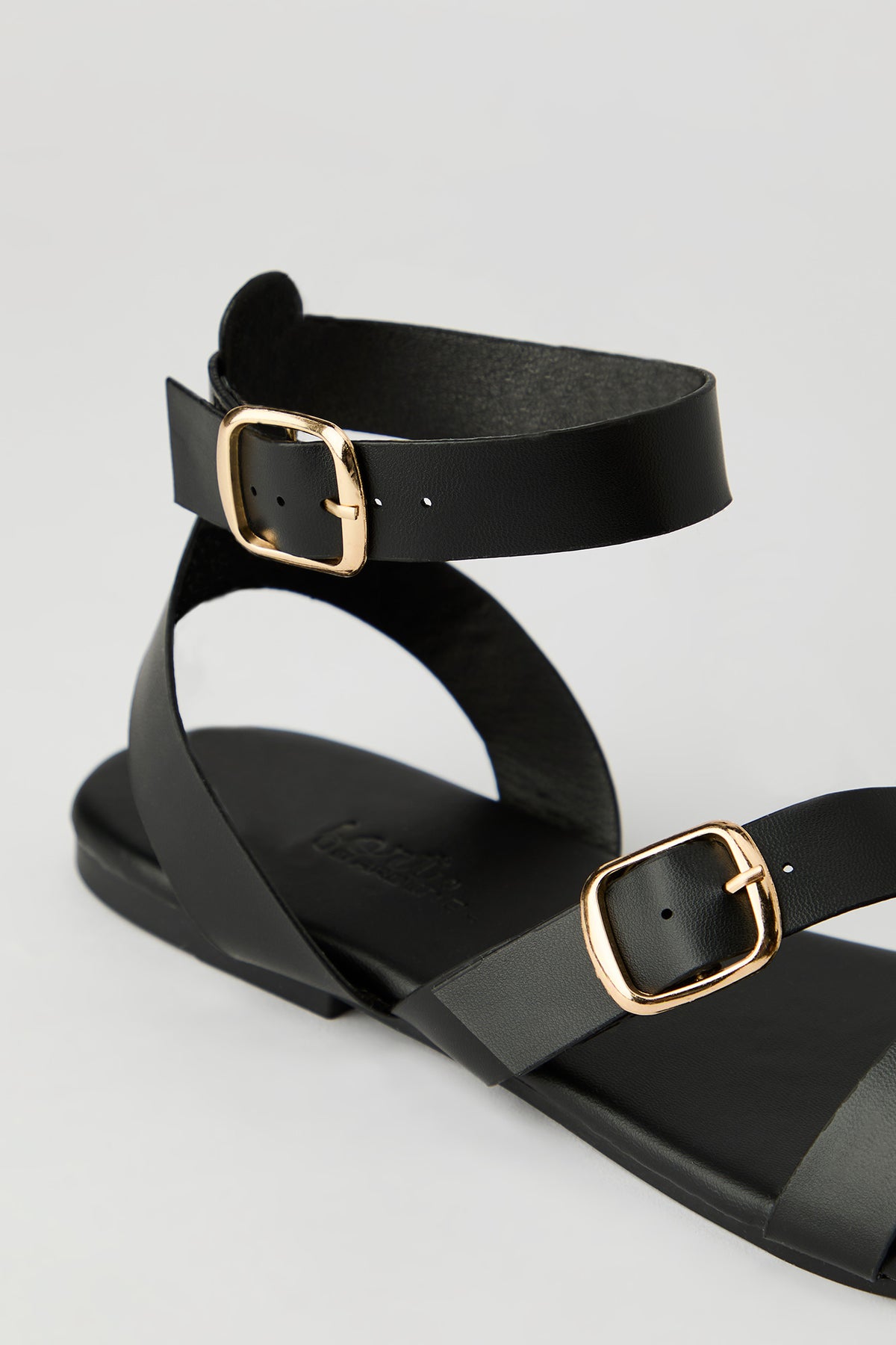 Alt View 3. Double Buckle Ankle Sandal - Black