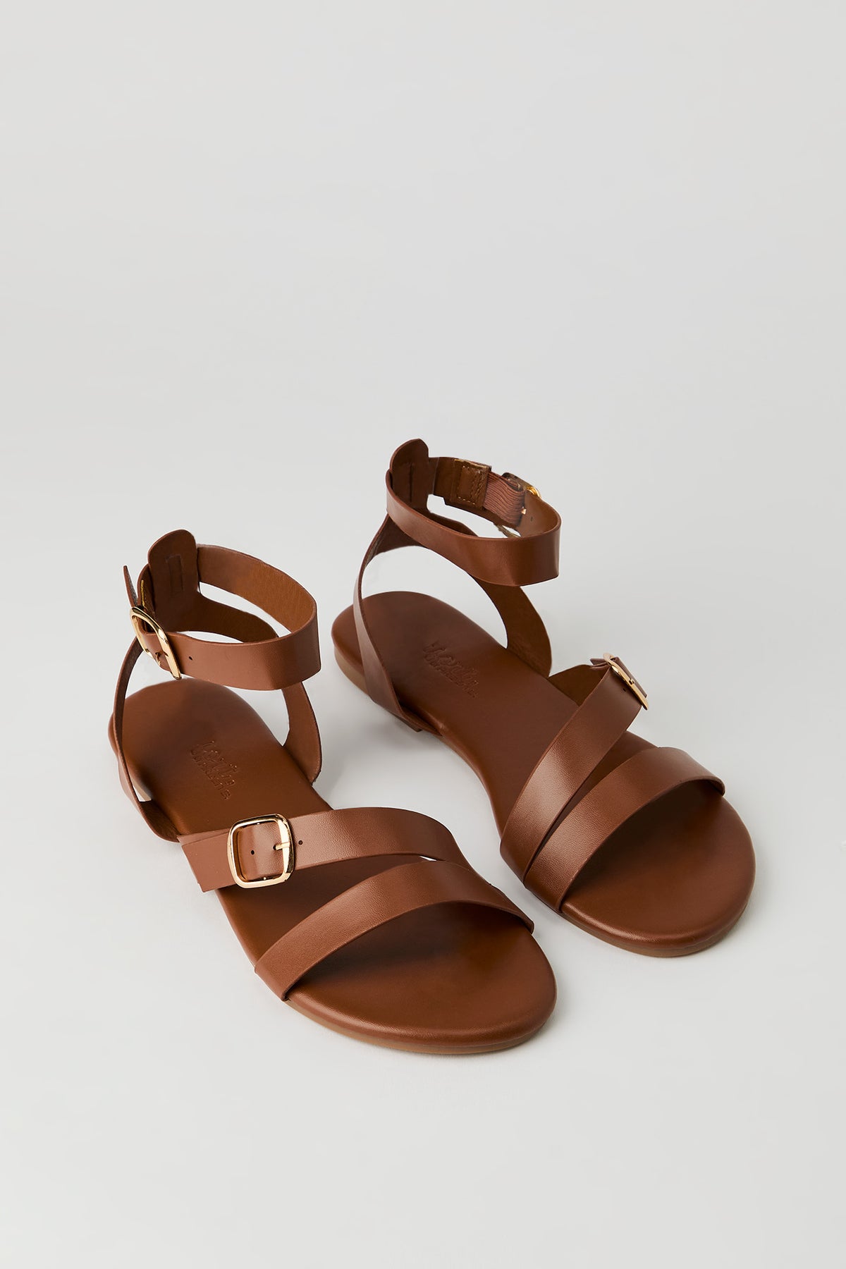 Alt View 2. Double Buckle Ankle Sandal - Camel