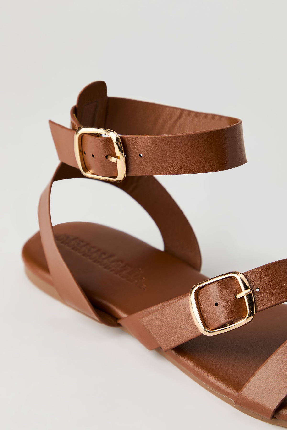 Alt View 3. Double Buckle Ankle Sandal - Camel
