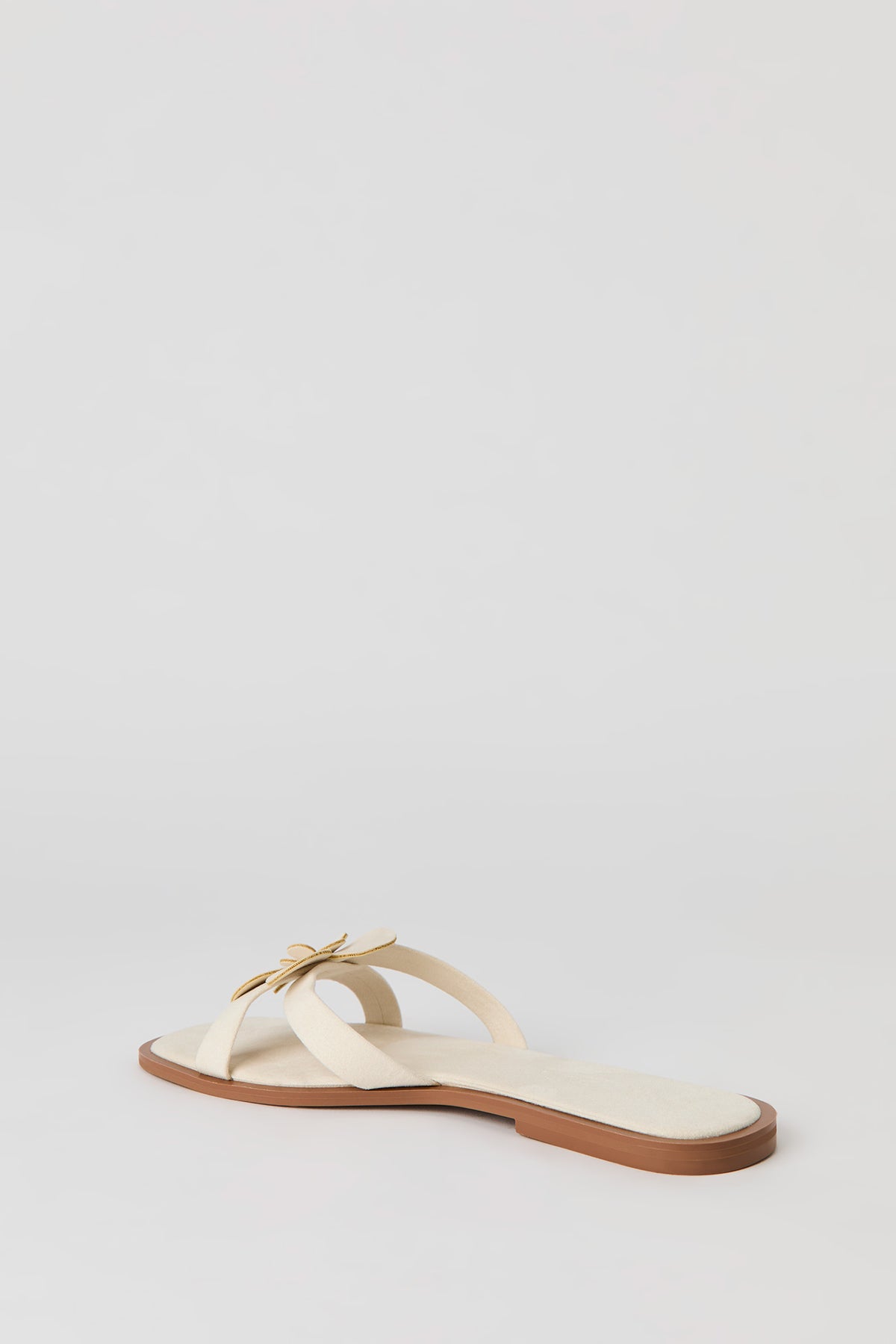 Alt View 3. Faux Suede Flower Sandal - Ivory