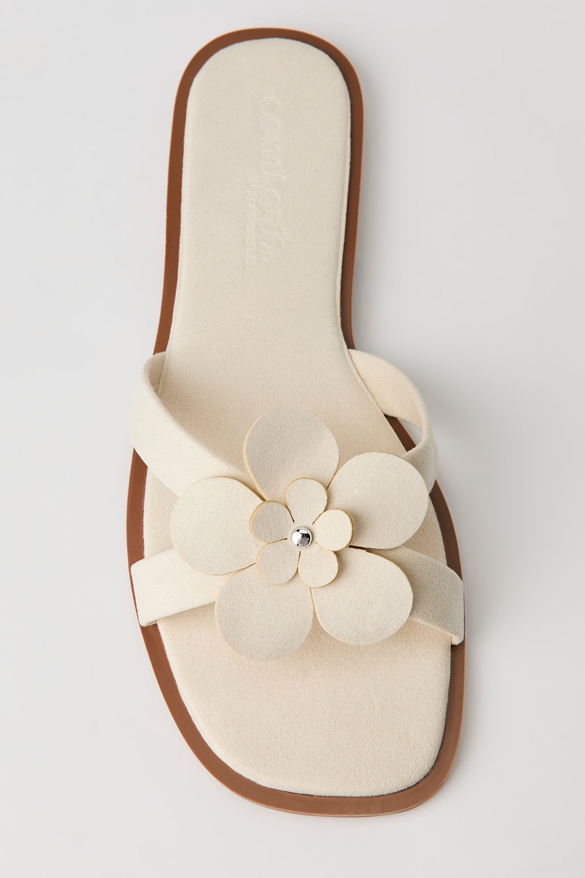 Alt View 4. Faux Suede Flower Sandal - Ivory