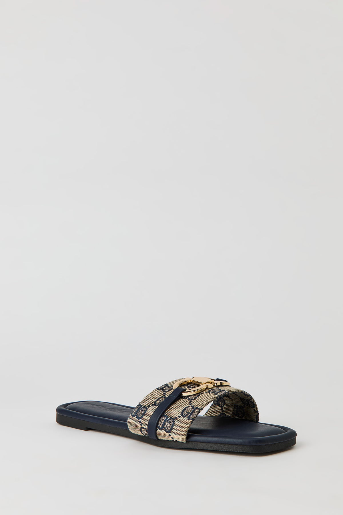Alt View 2. Status Printed Metal Buckle Sandal - Navy
