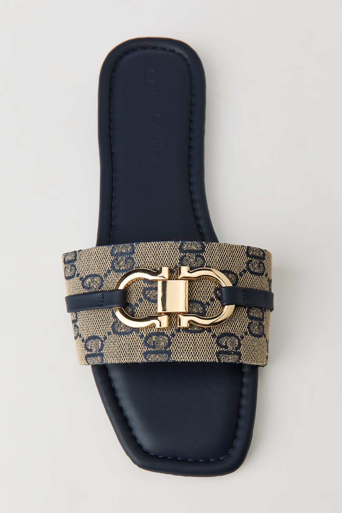 Alt View 4. Status Printed Metal Buckle Sandal - Navy