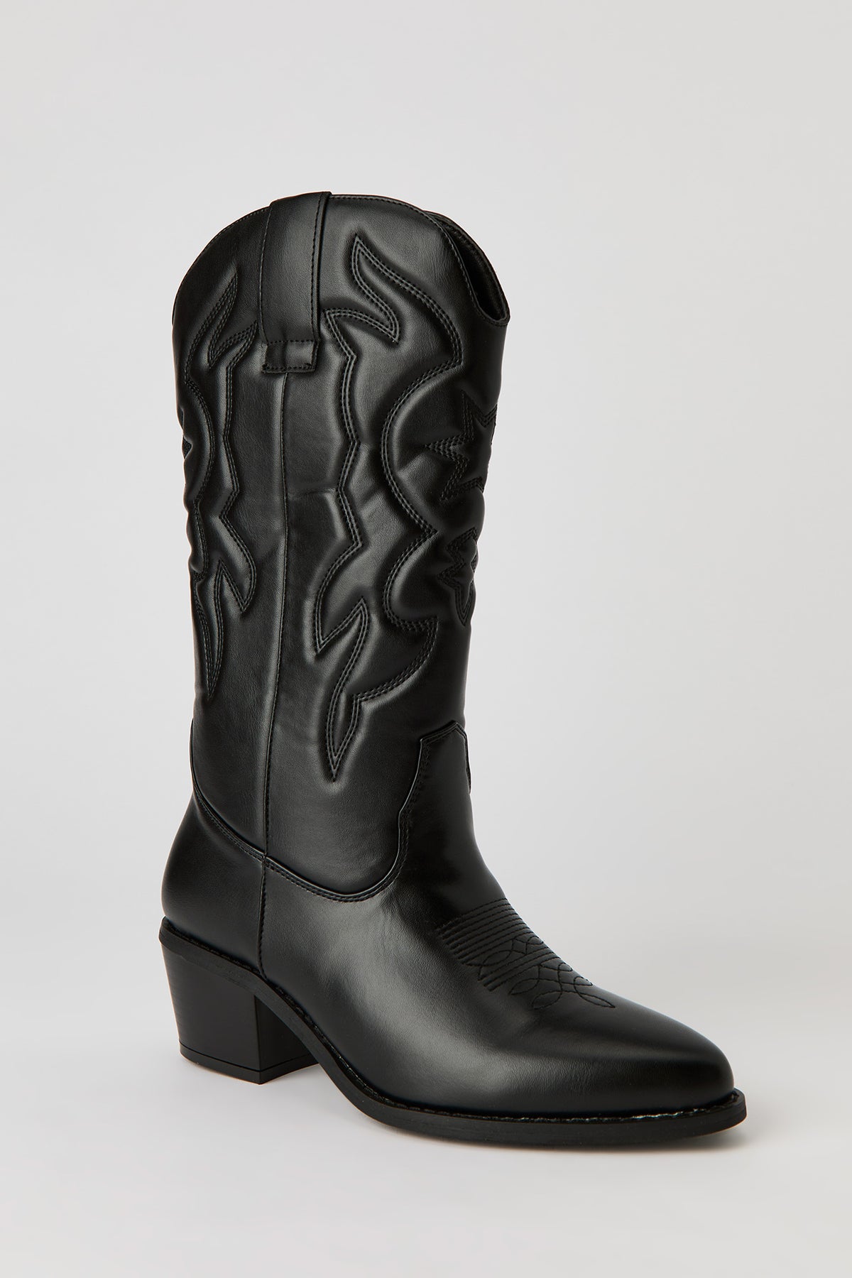 Alt View 2. Faux Leather Cowboy Boot - Black