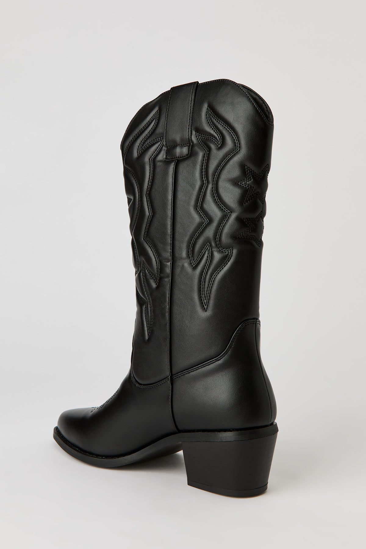 Alt View 3. Faux Leather Cowboy Boot - Black