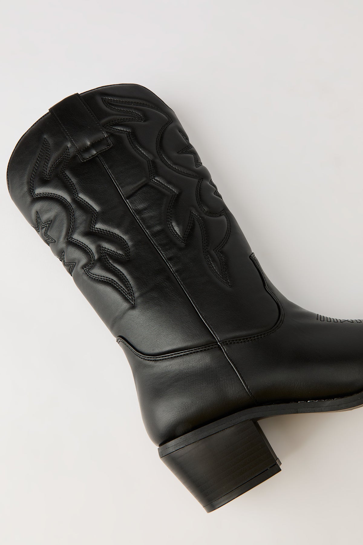 Alt View 4. Faux Leather Cowboy Boot - Black