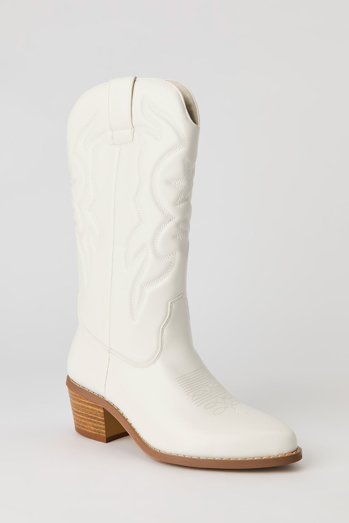 Alt View 2. Faux Leather Cowboy Boot - Ivory