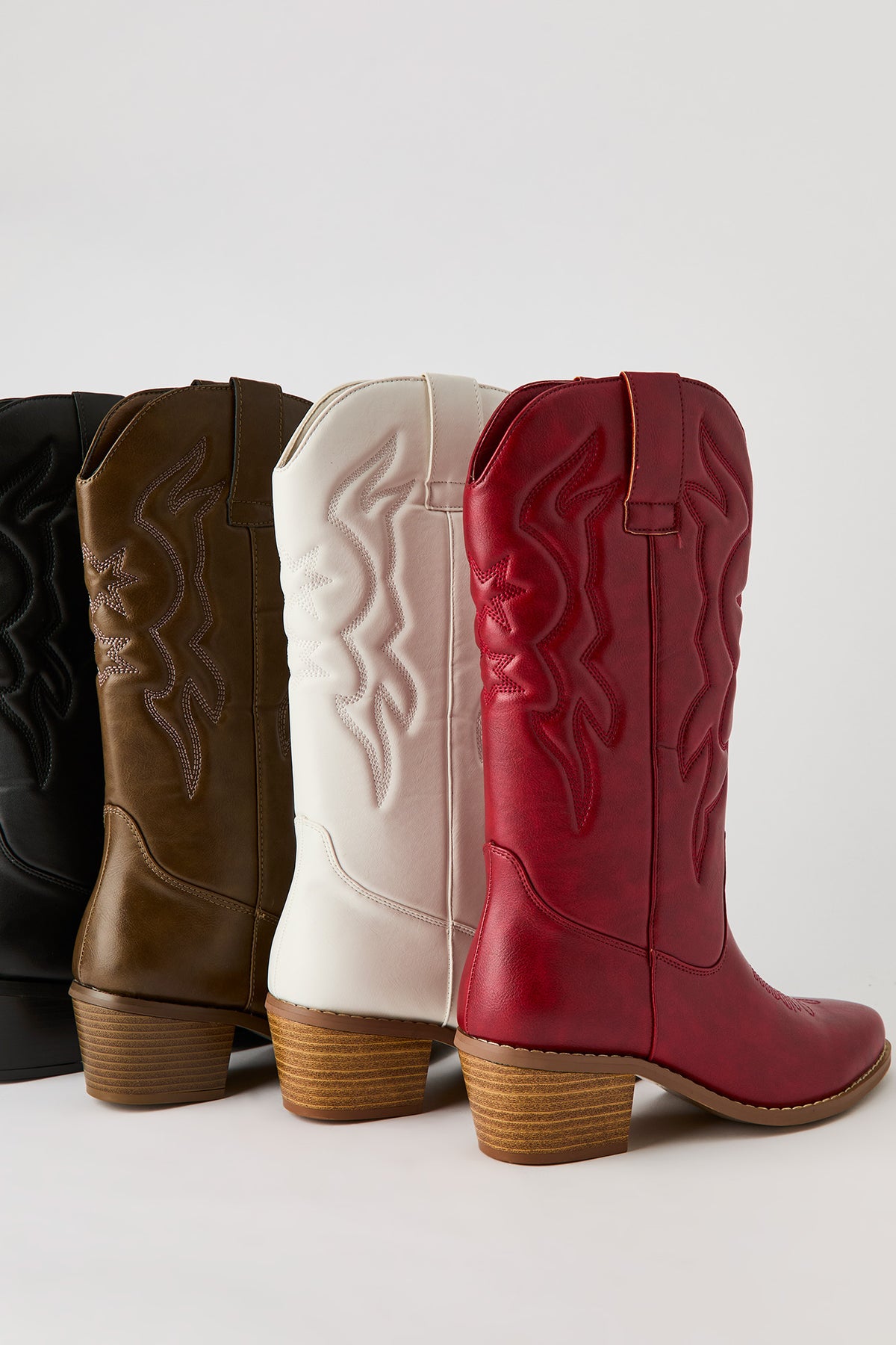 Alt View 5. Faux Leather Cowboy Boot - Red