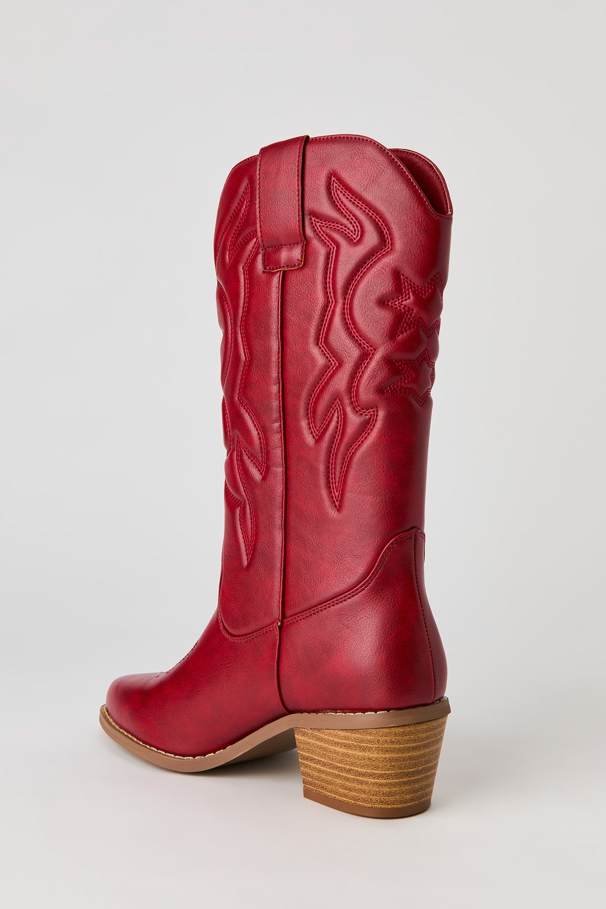 Alt View 3. Faux Leather Cowboy Boot - Red