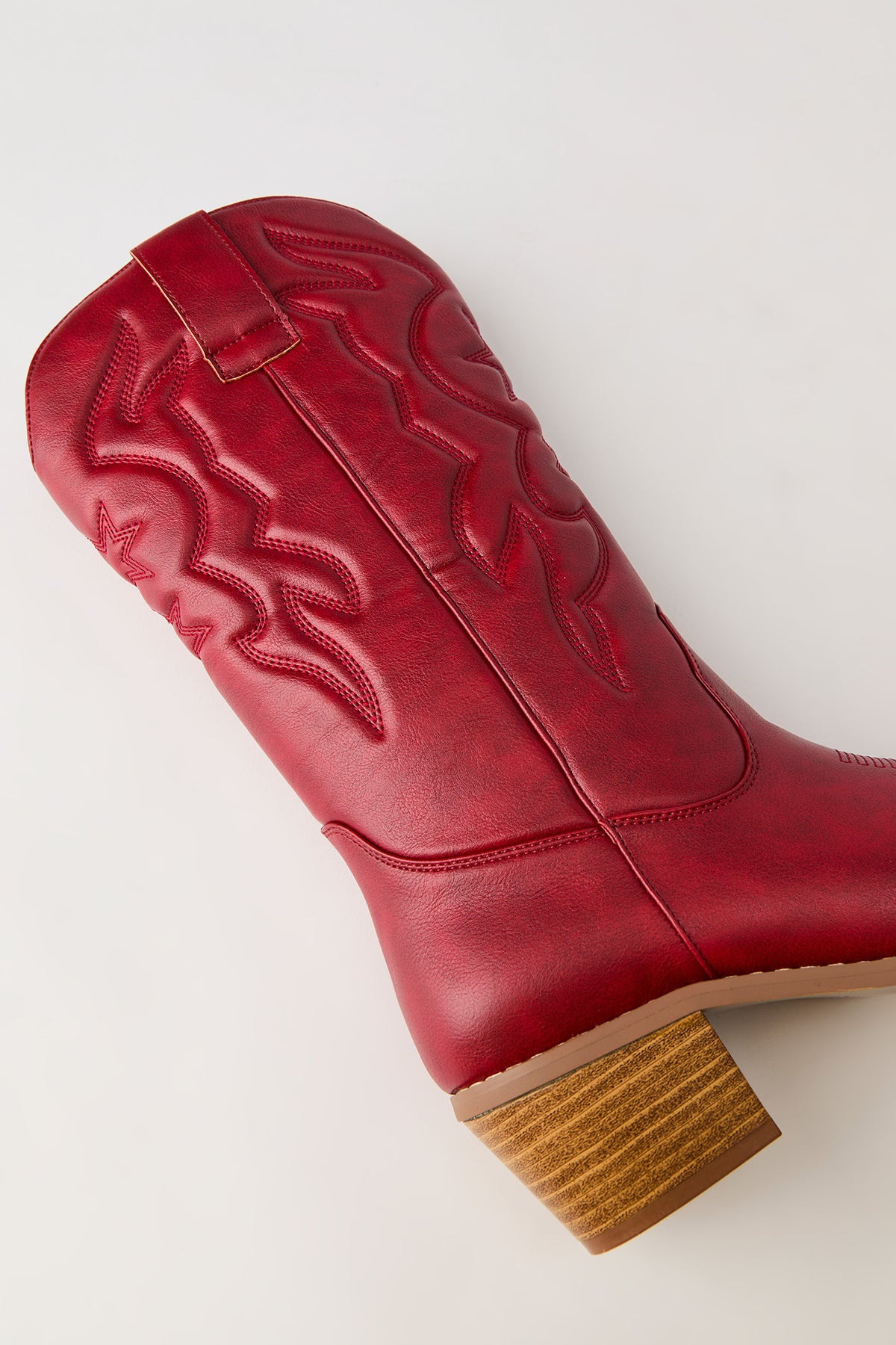 Alt View 4. Faux Leather Cowboy Boot - Red