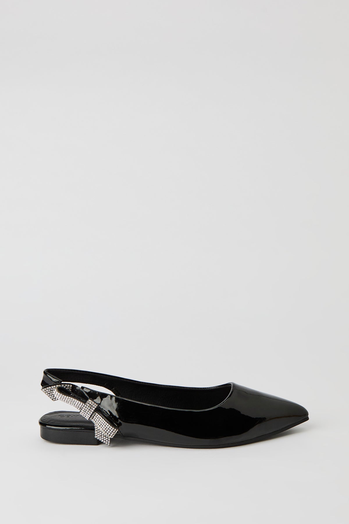 Rhinestone Bow Slingback Flat - Black