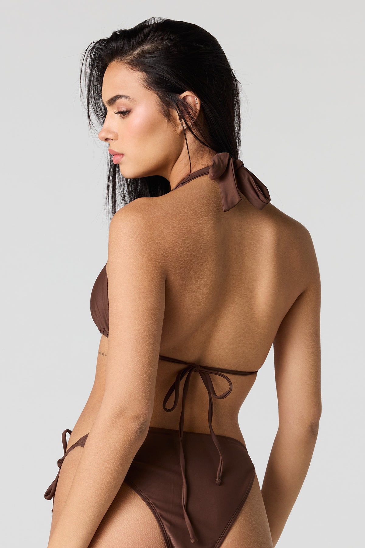 Alt View 3. Convertible Triangle Bikini Top - Brown