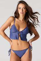 Tie Front Ruffle Tankini Top