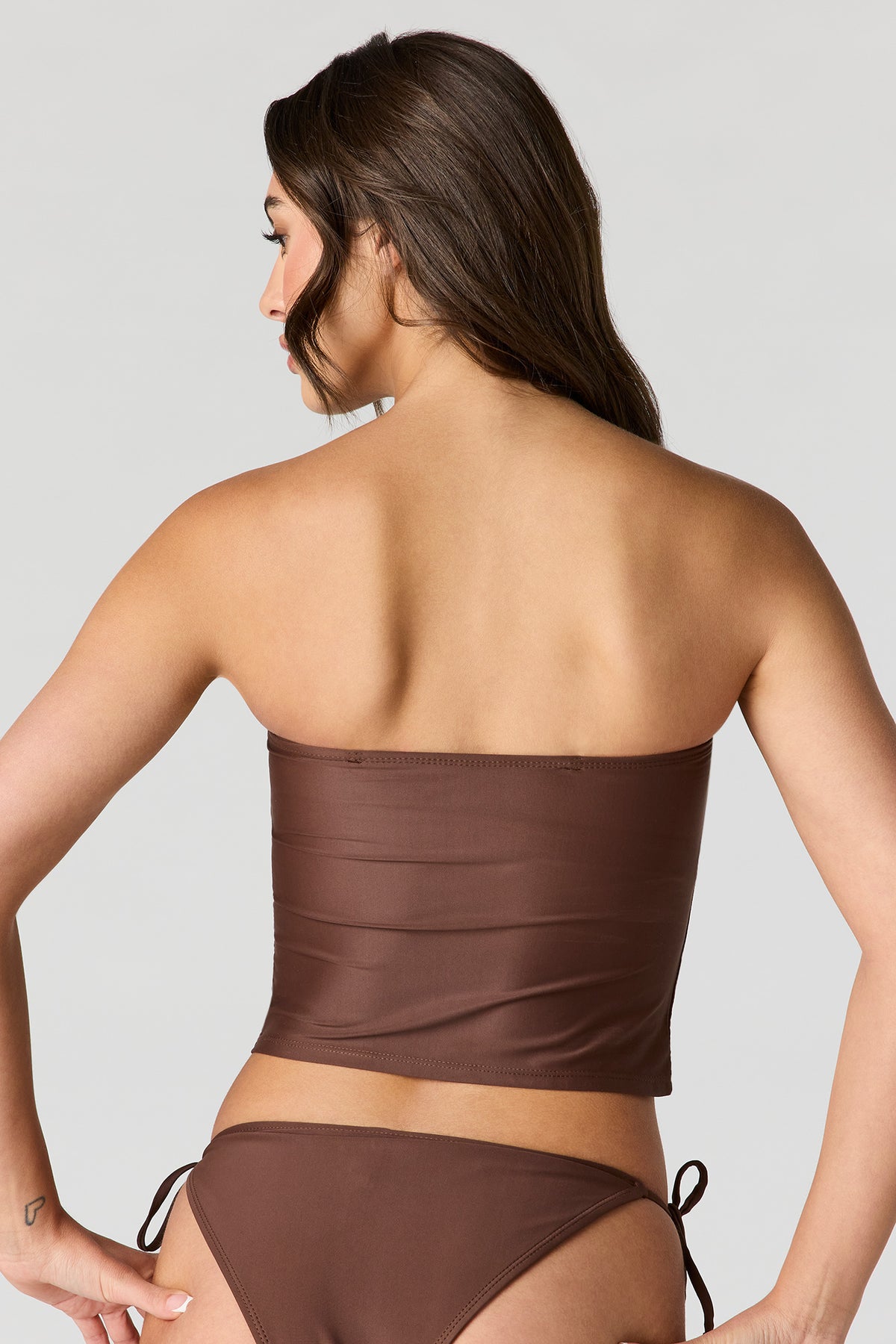 Alt View 3. Swim Tank with Removable Straps - Brown