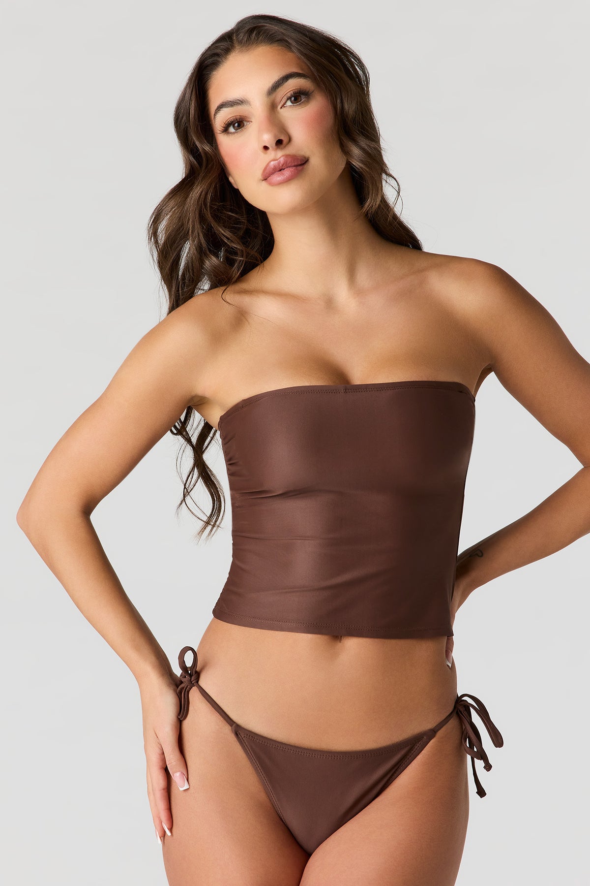 Swim Tank with Removable Straps - Brown