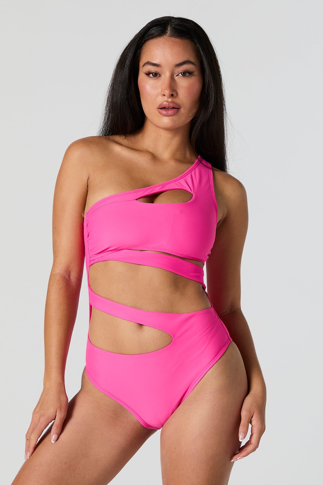Fuchsia Cut Out One Piece Swimsuit
