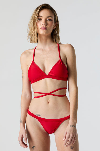 Culotte de bikini triangulaire rouge