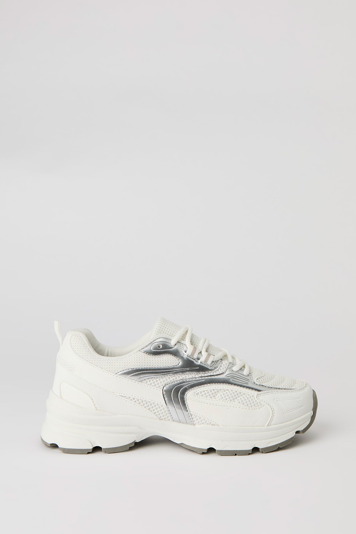Espadrilles à semelles épaisses en filet et matériel métallisé