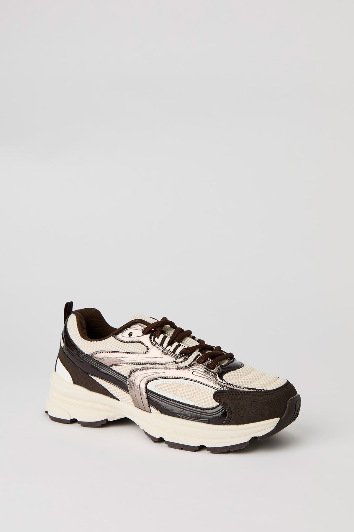 Alt View 2. Mesh & Metallic Chunky Sneakers - Brown