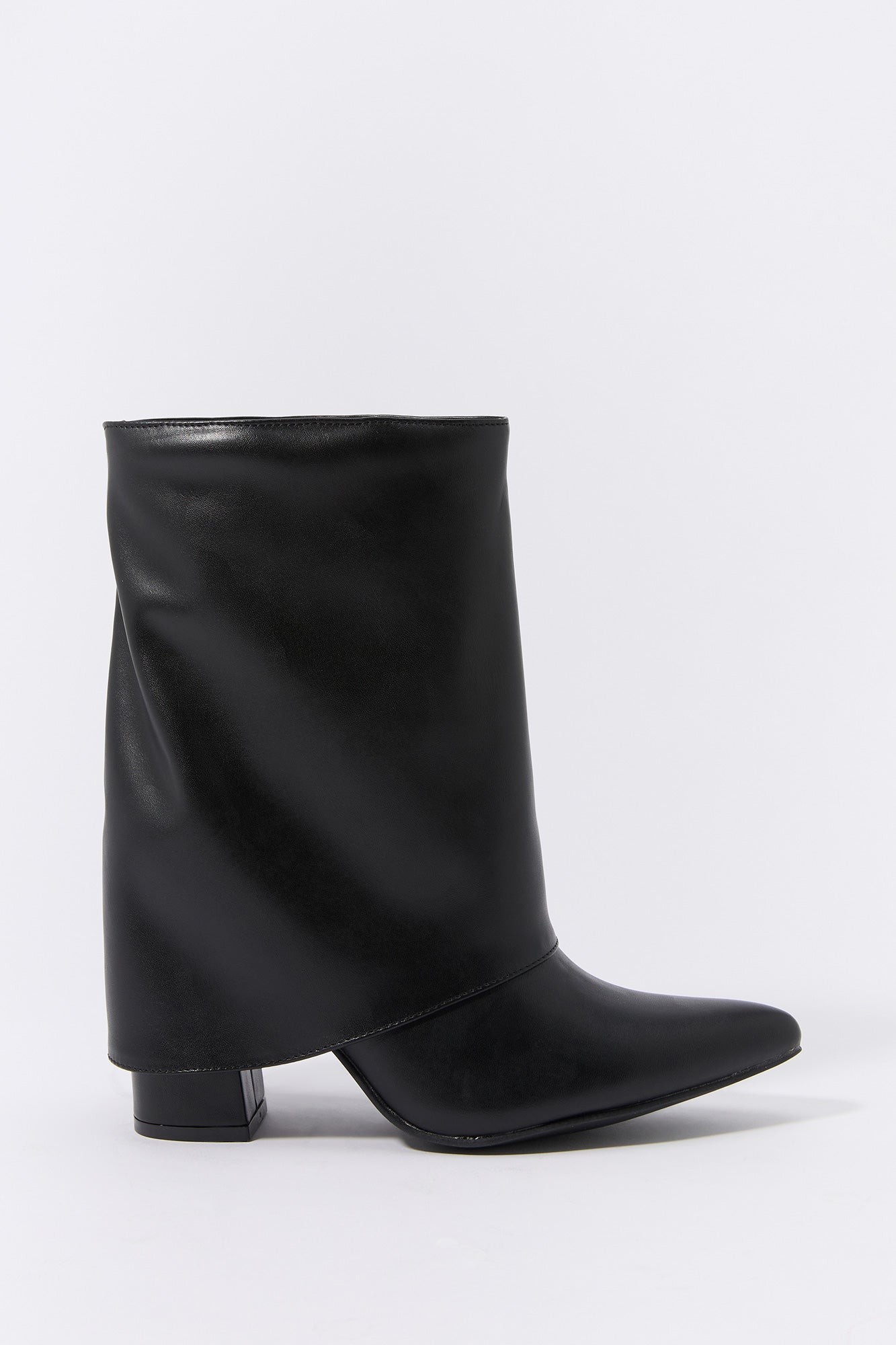 Faux Leather Foldover Shaft Boot