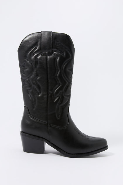 Faux Leather Tall Western Boot