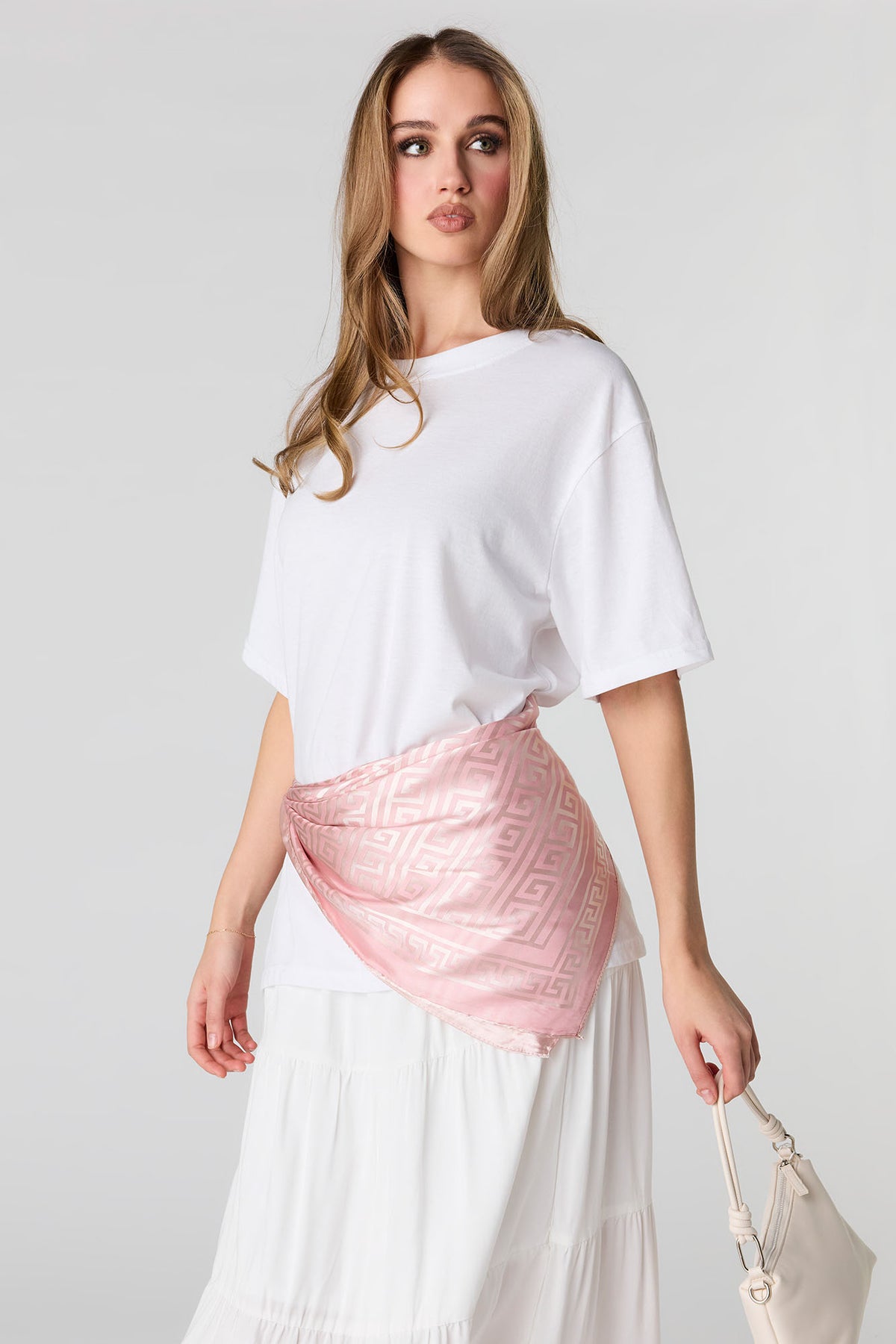 Alt View 3. Satin Multiway Scarf - Pink