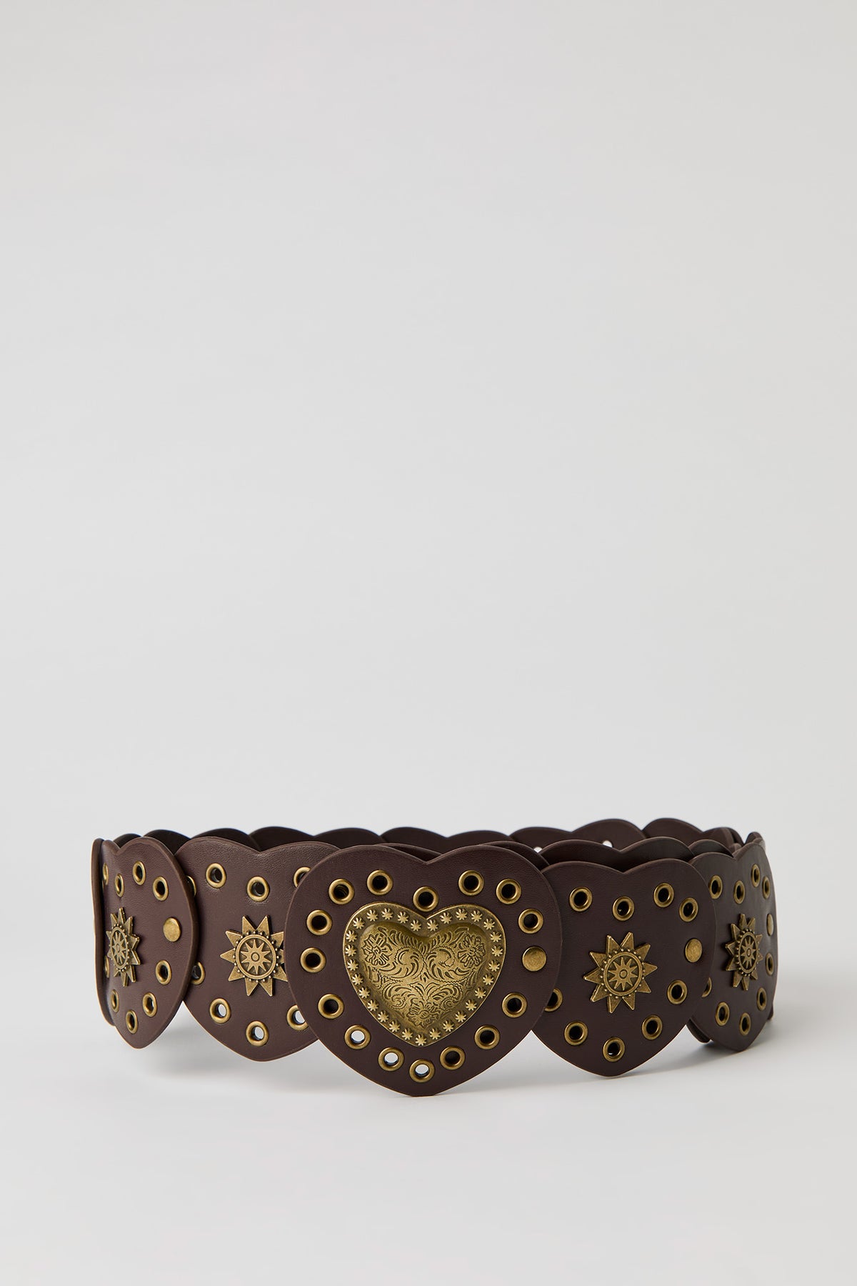 Western Heart Disc Belt - Brown