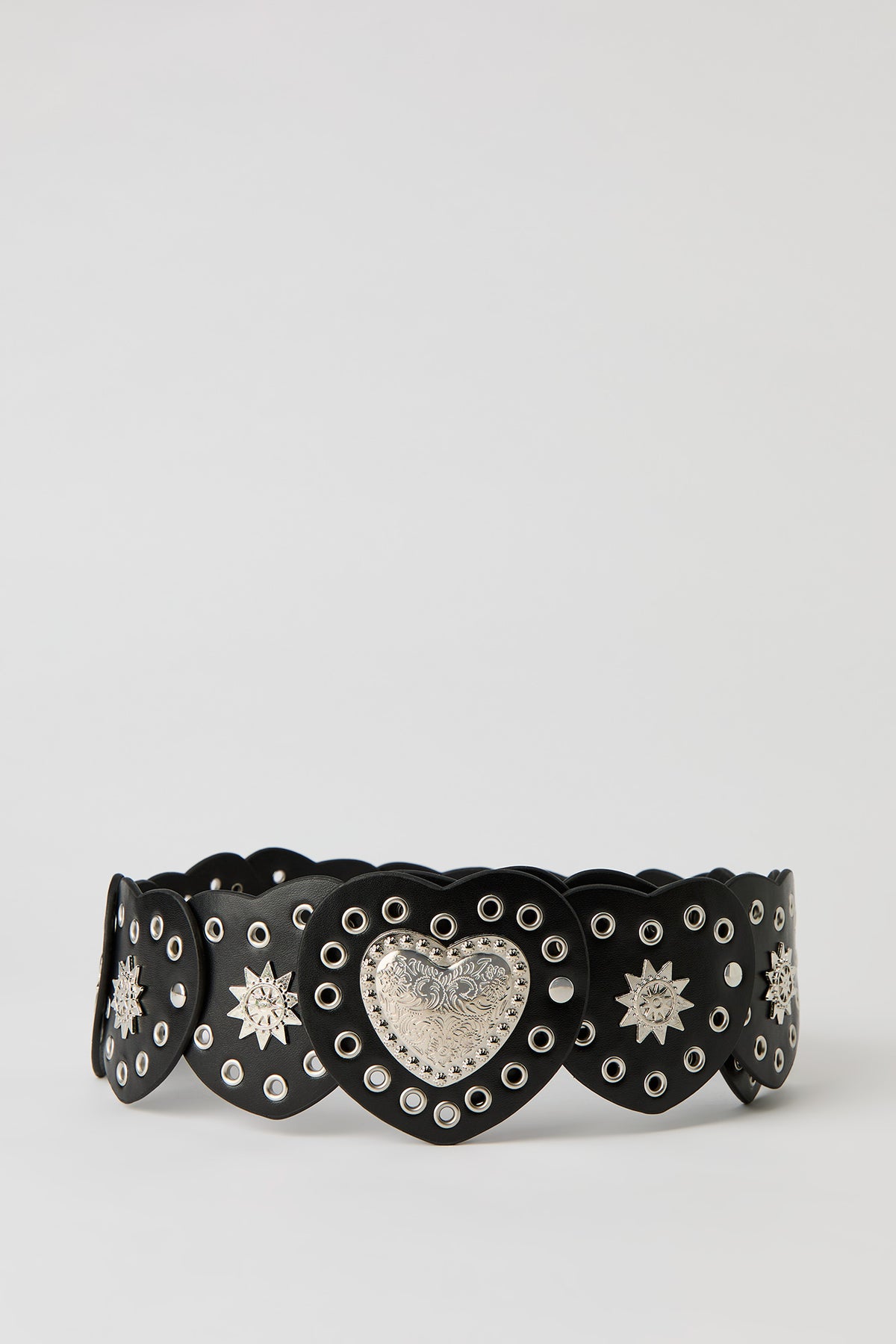Western Heart Disc Belt - Solid Black