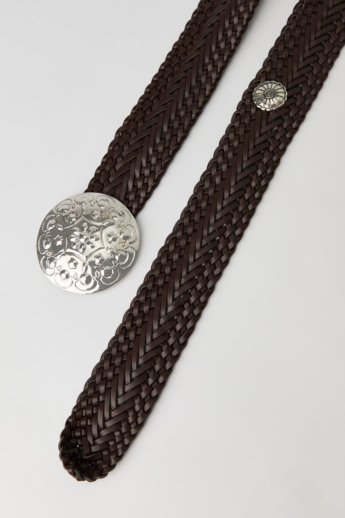 Alt View 2. Western Buckle Braided Belt - Brown
