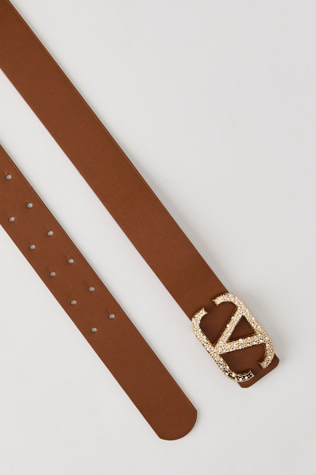 Alt View 2. Rhinestone V Buckle Belt - Camel