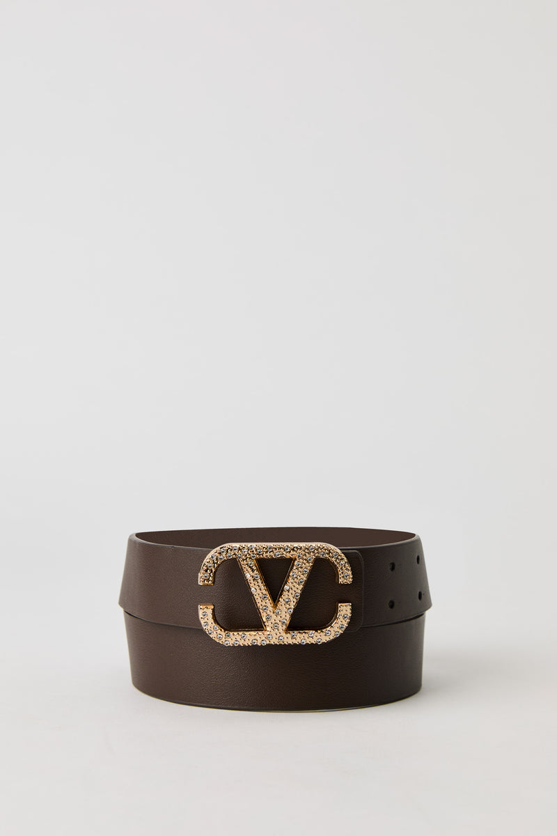 Rhinestone V Buckle Belt