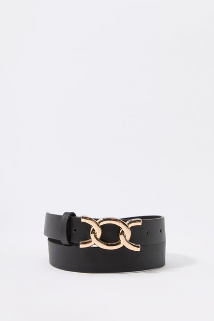 Chain Link Faux-Leather Belt