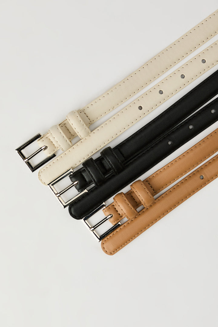Ceinture mince en similicuir (Lot de 3)