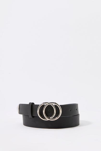 Double Circle Faux-Leather Belt