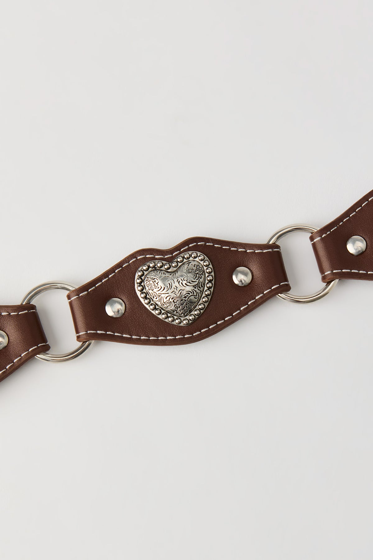Alt View 2. Faux Leather Heart Medallion Western Belt - Brown