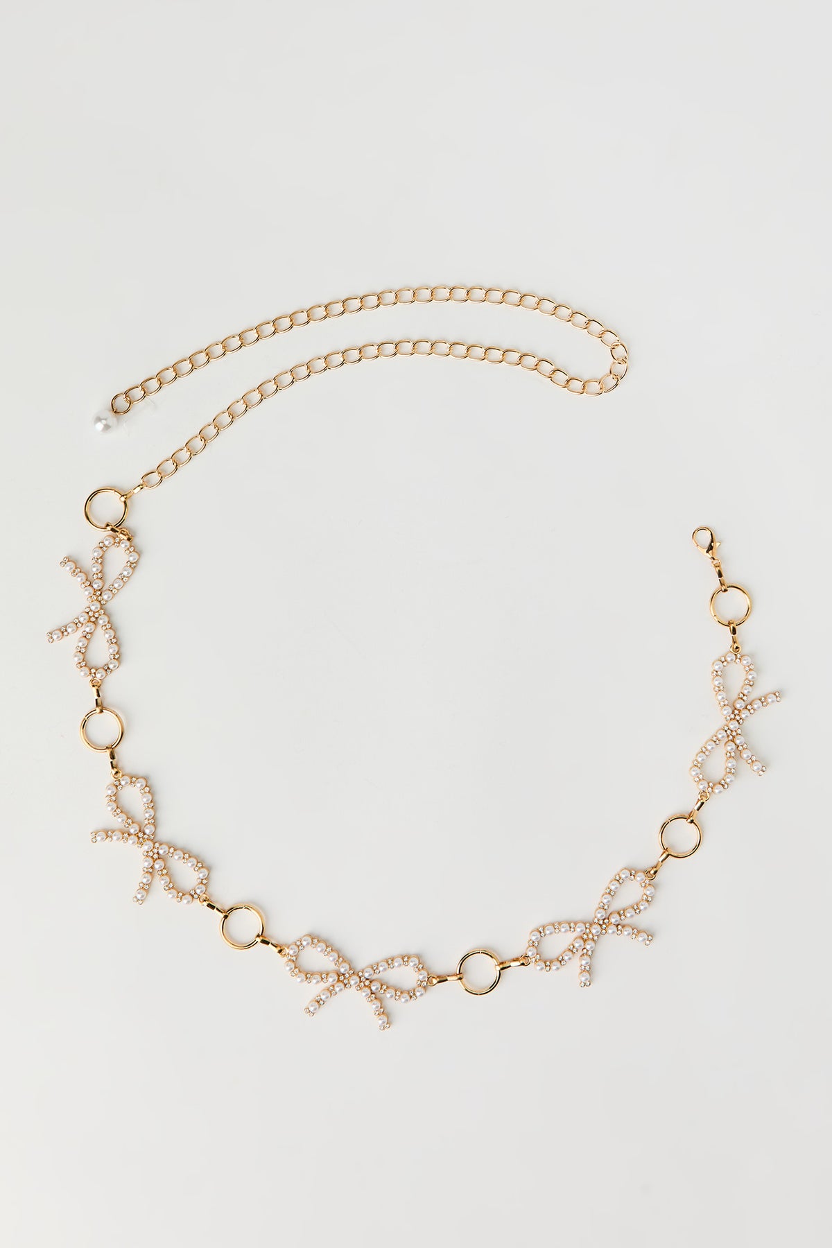 Pearl Bow Chain Belt - Gold