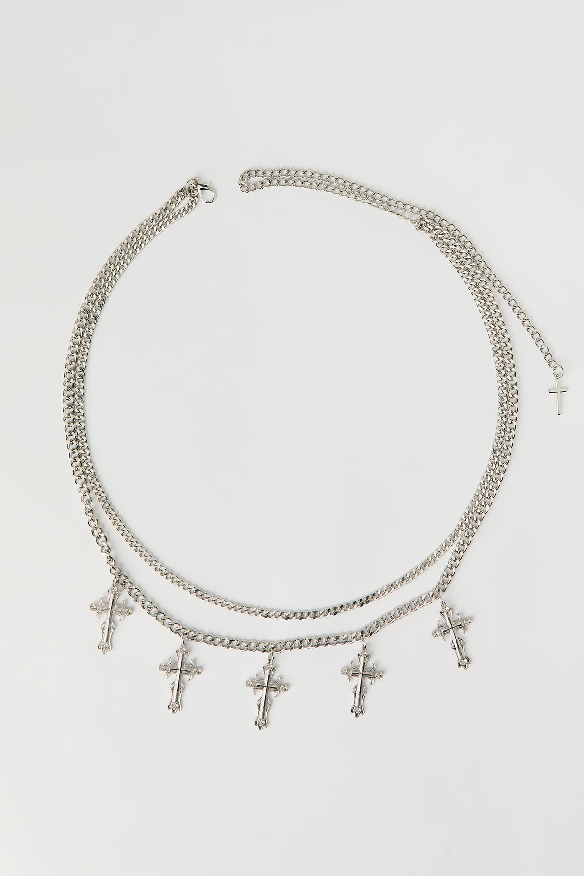 Gothic Cross Chain Belt - Silver