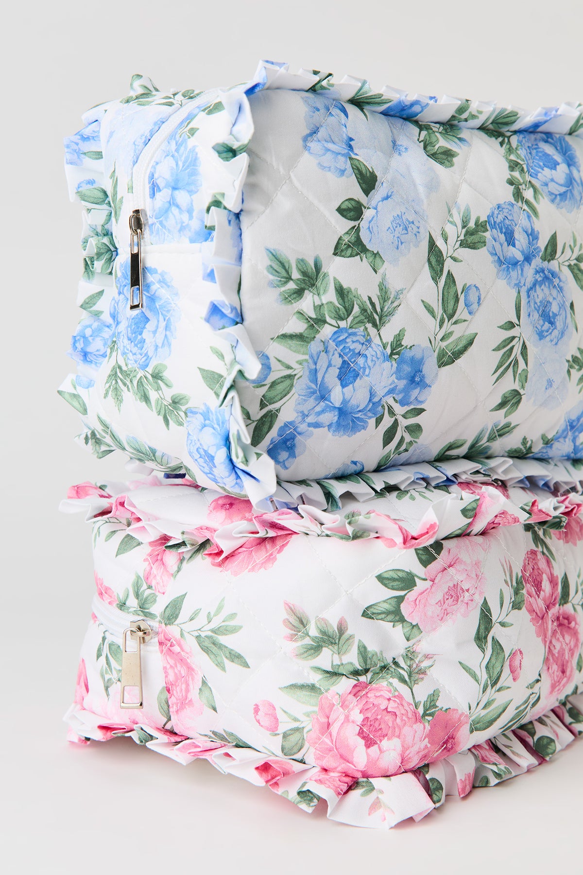 Ruffle Makeup Bag - Light Blue