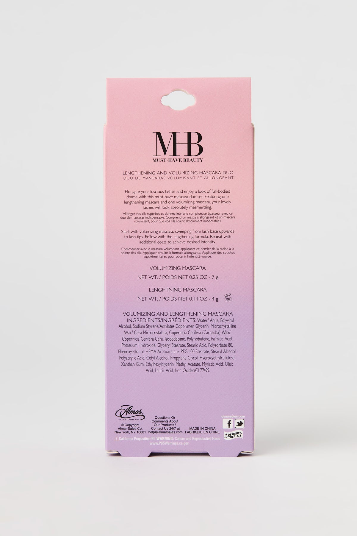 Alt View 4. Black Lengthening & Volumizing Mascara Set (2 Pcs) - Pink