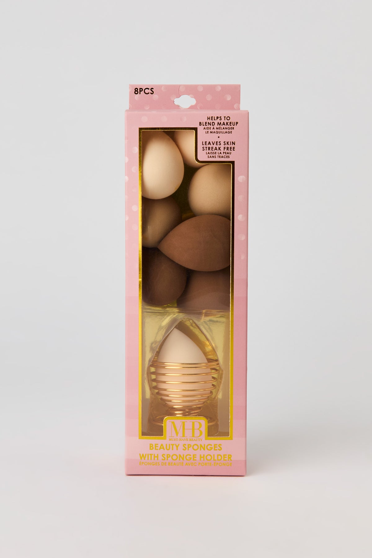 Alt View 2. Makeup Sponge & Sponge Holder Set (8 Pcs) - Tan