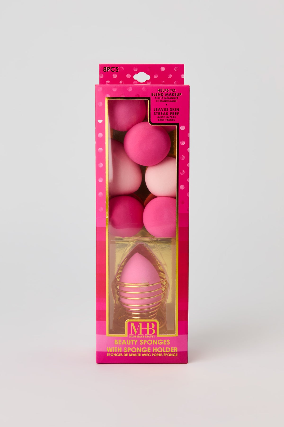 Alt View 2. Makeup Sponge & Sponge Holder Set (8 Pcs) - Pink