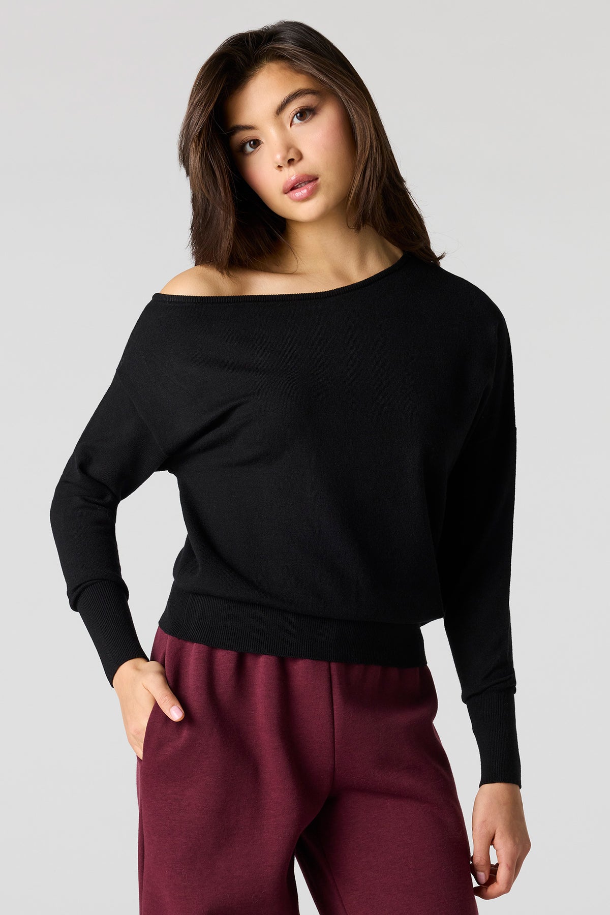 Dolman Long Sleeve Sweater - Navy