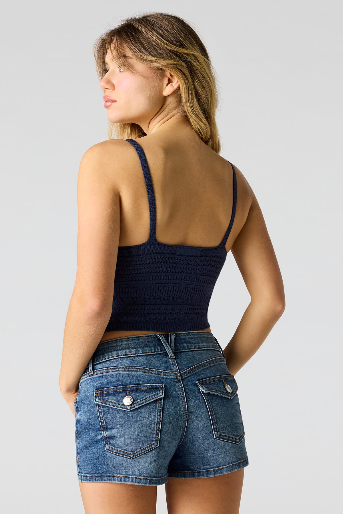Alt View 2. Crochet Tank - Navy