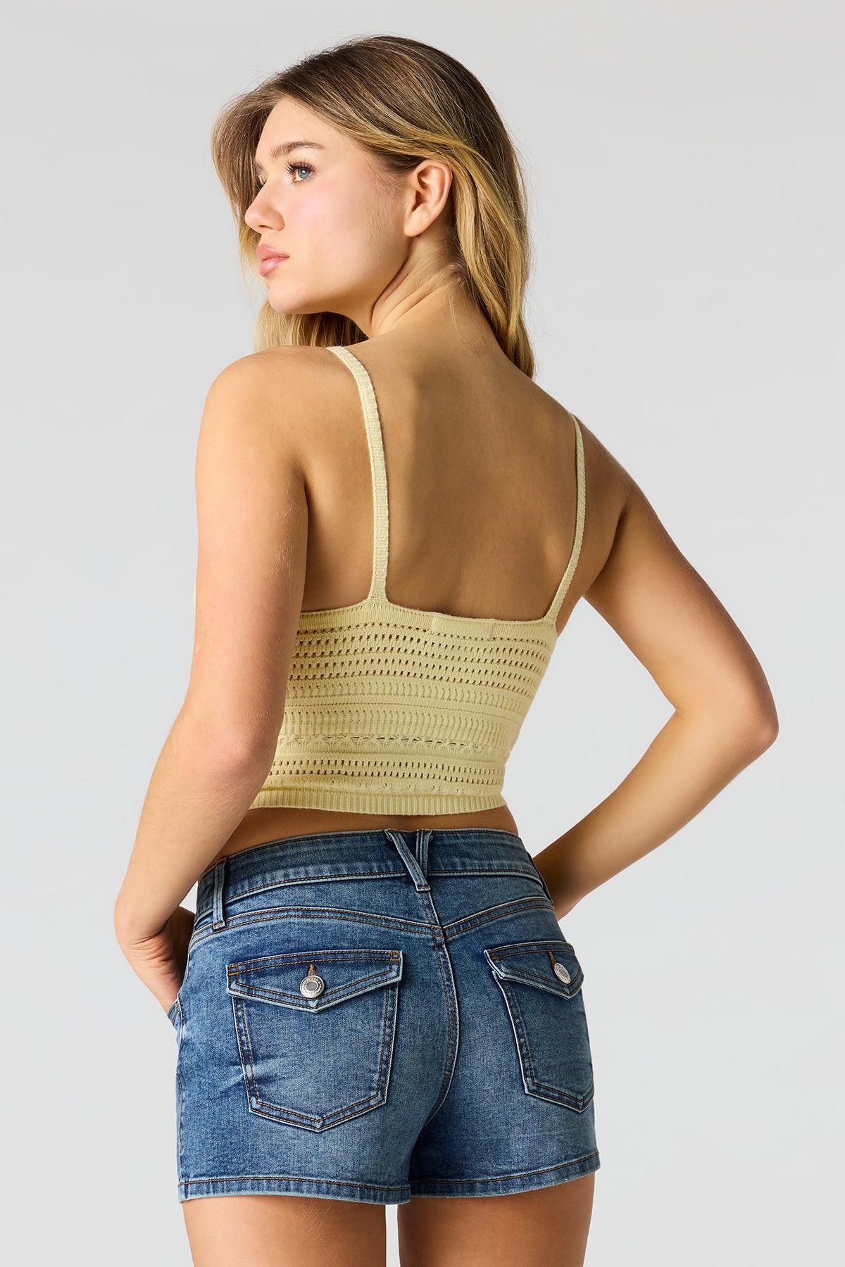 Alt View 2. Crochet Tank - Yellow