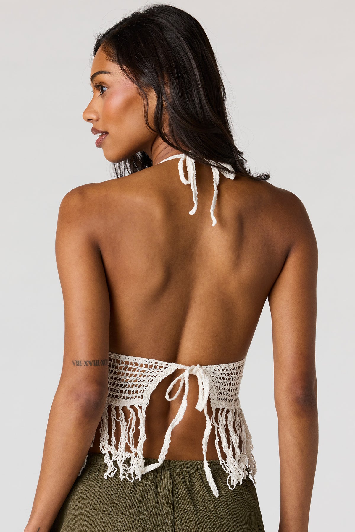 Alt View 2. Crochet Halter Top - Ivory