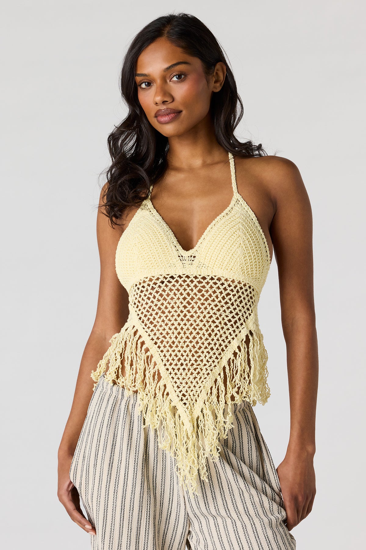Crochet Halter Top - Yellow